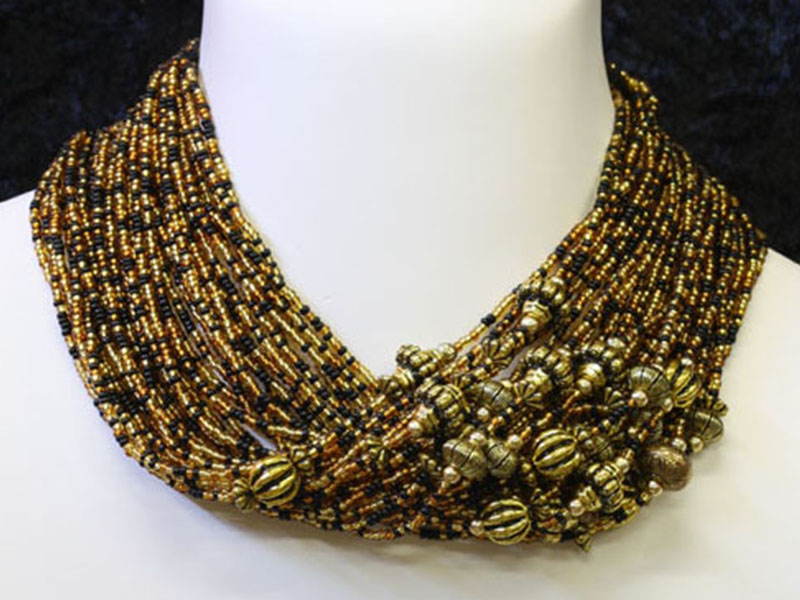 Brown and black with fancy bead accents Brown and black with fancy bead accents