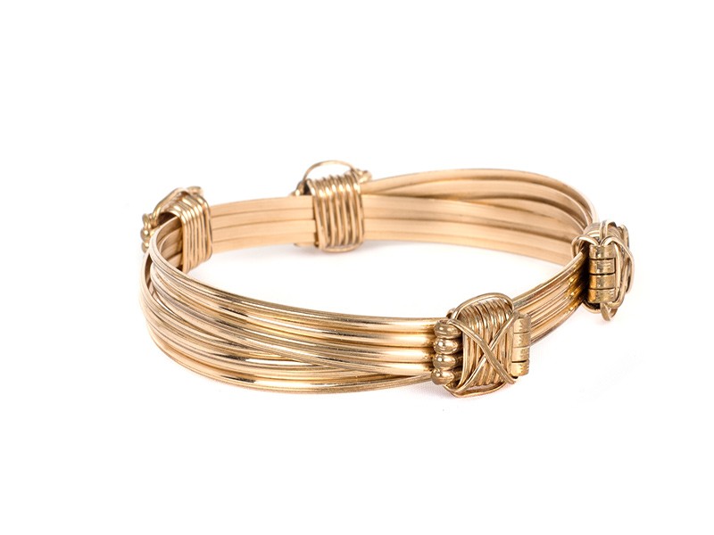 Mens 4 Gold Strand Bracelet With 4 Gold Knots Mens 4 Gold Strand Bracelet With 4 Gold Knots
