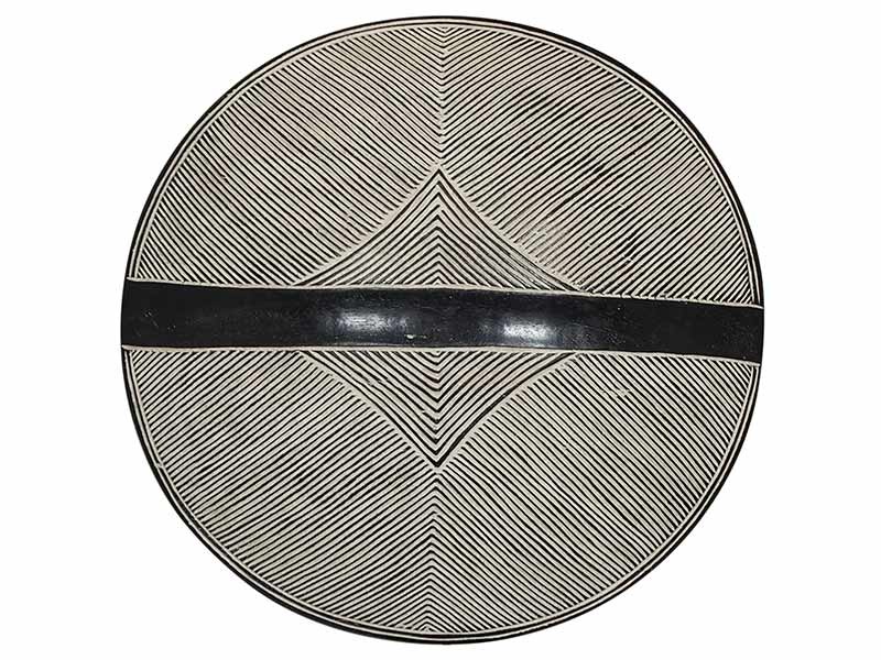 Carved Wood Shield with Panel Center - Gabon Carved Wood Shield with Panel Center - Gabon