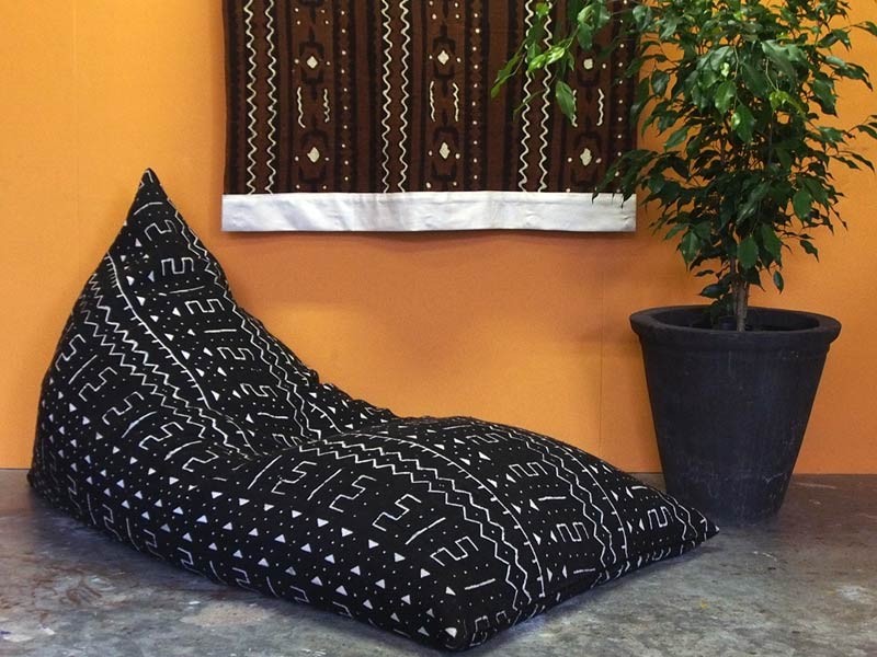 Mudcloth Bean Bag - Black Mudcloth Bean Bag - Black
