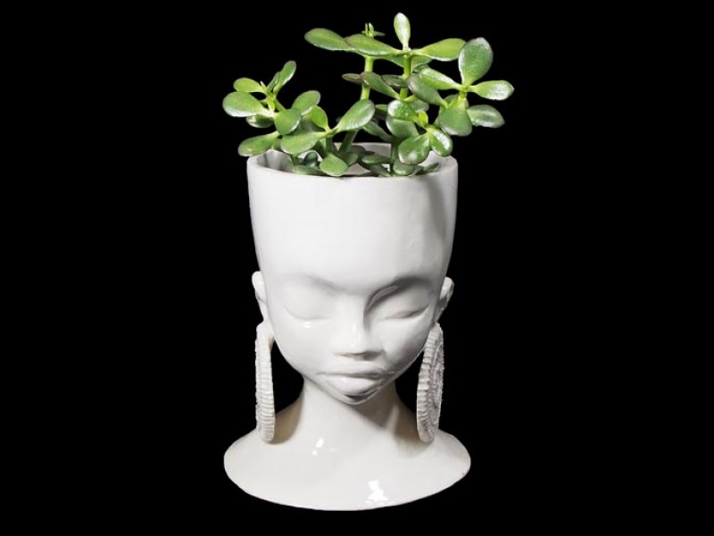 Handmade Ceramic Lady Planter - Earrings Handmade Ceramic Lady Planter - Earrings