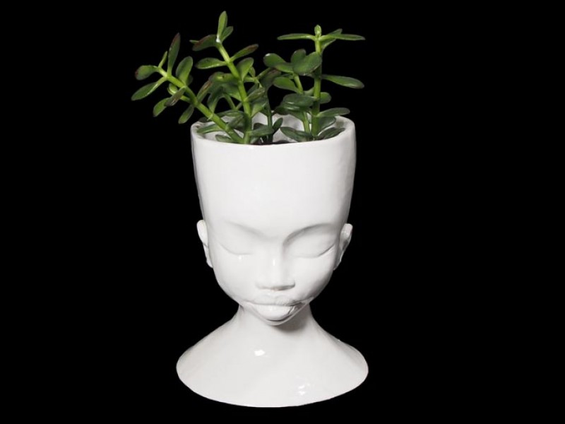 Handmade Ceramic Lady Planter - Plain Handmade Ceramic Lady Planter - Plain