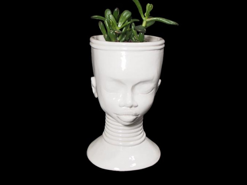 Handmade Ceramic Lady Planter - Tribal Choker Handmade Ceramic Lady Planter - Tribal Choker