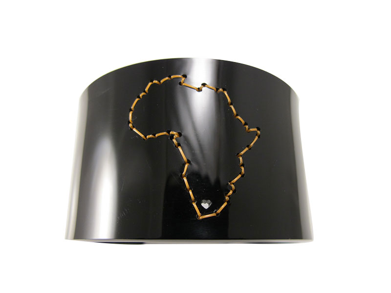 Perspex Cuff With Hand stitched Africa Perspex Cuff With Hand stitched Africa