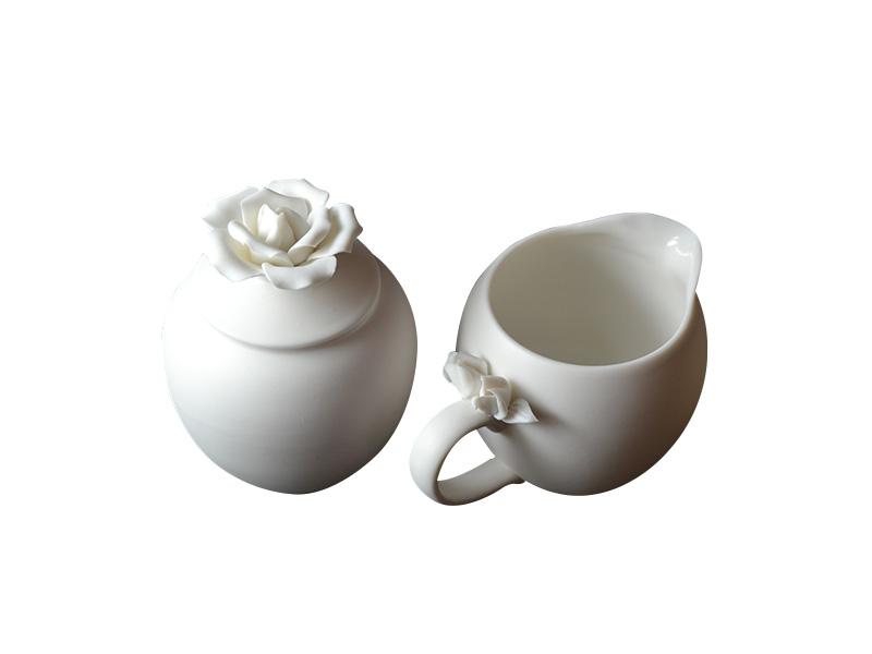 Rose Creamer And Sugar