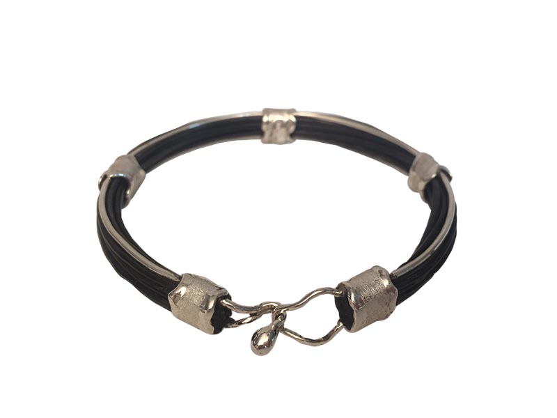 Ladies Burnt Edges Silver And Elephant Hair Bangle Ladies Burnt Edges Silver And Elephant Hair Bangle