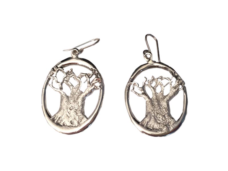 Silver Baobab Tree Earrings